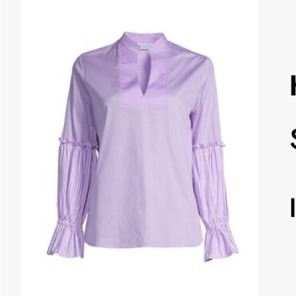Harshman Chantal Striped Sleeve Popover Blouse Lilac Size 2X NWT - Picture 2 of 13